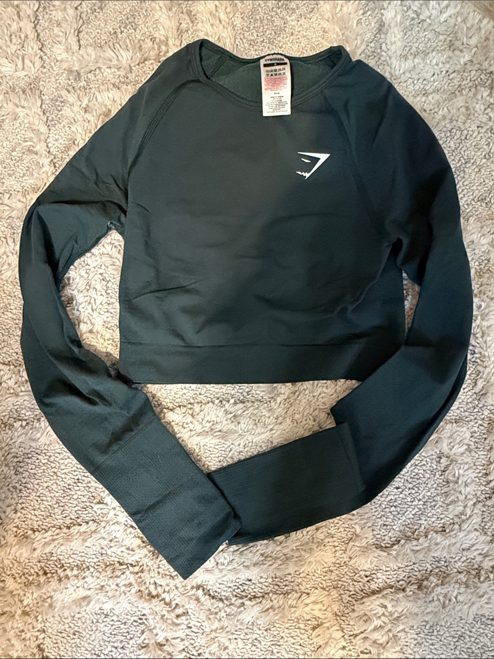 Gymshark green Long Sleeve Crop Top - Women's Athletic Tee